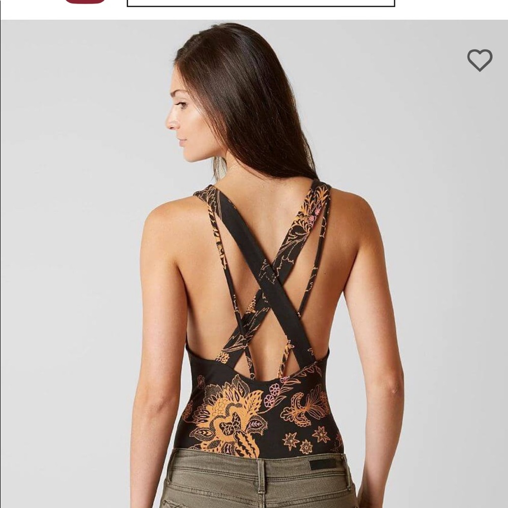 NWT Free People Something Bodysuit Black Combo